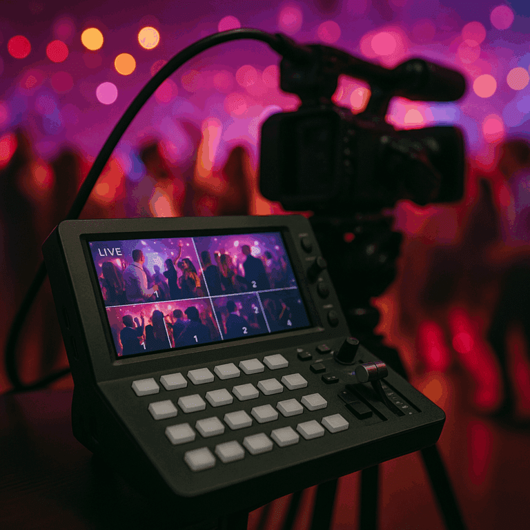 Videoproduktionsgerät mit Multiview-Monitor für eine Liveproduktion